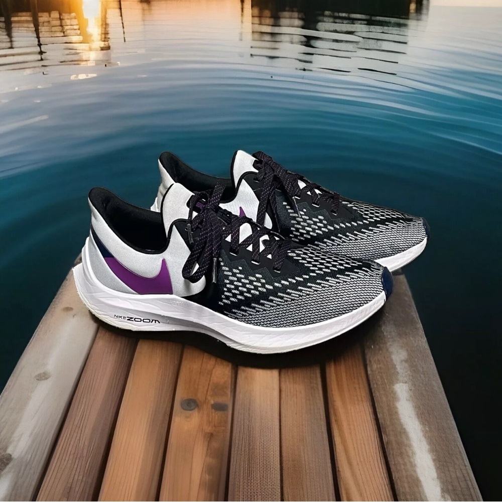 Nike Air Zoom Winflo 6 AQ8228-006 White/Black/Purple Women's Sneakers Size 8.5M